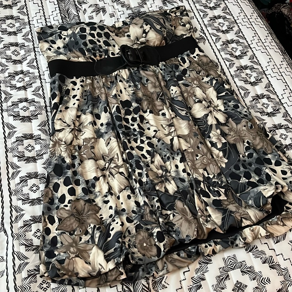 Dots Strapless Floral Dress Size XL